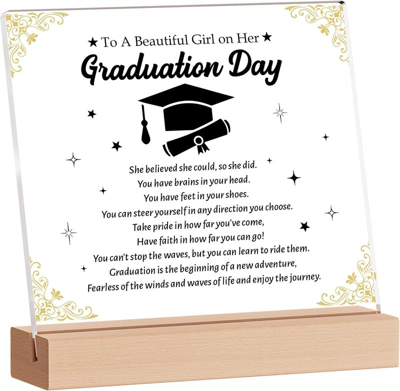 Funnli Graduation Gifts 2025, Graduation Inspirational Gifts for Her Him Acrylic Plaque, Middle Senior High School College Masters Degree Grad Gift for Her Girls Sister Friend Nurse Keepsake - Image 1